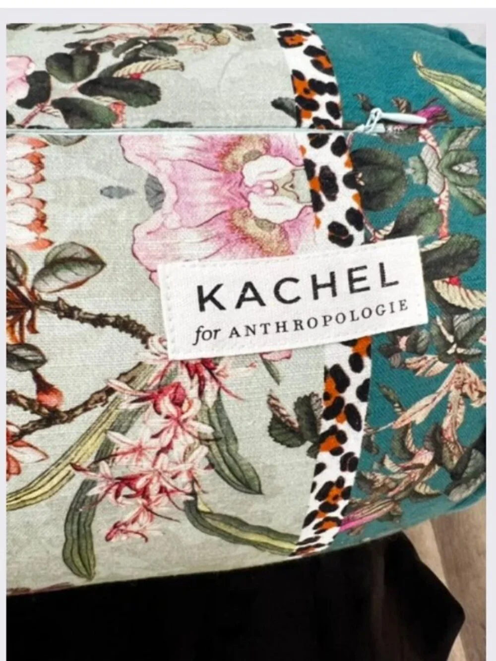Kachel Maryrose Bolster Pillow in Mint Floral Motif from Anthropologie